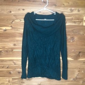 A.N.A. Cowl neck Cable knit Hunter Green Sweater
